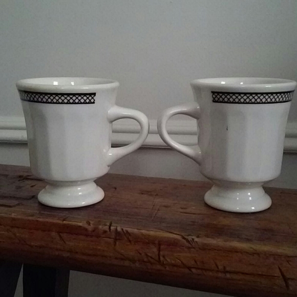 Vintage Buffalo Oneida Restaurant Ware Footed Coffee Cup Mug Brown Stripe 2 - Picture 3 of 12